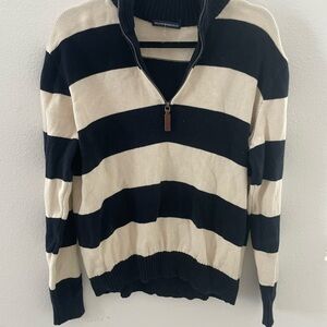 Brandy Melville Black and Cream Striped Sweater